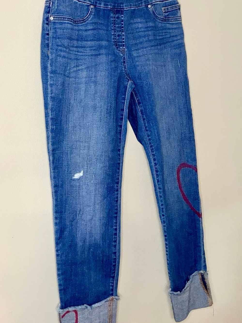 Chico's Skinny Blue Jeans with Red Heart Detail